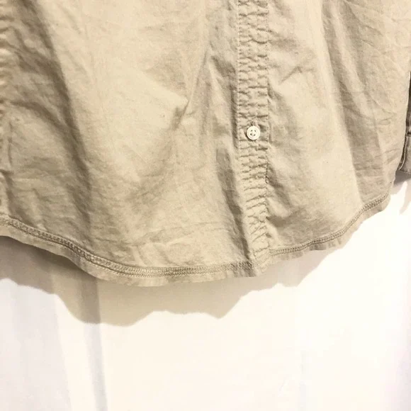 Old Navy Button Up Blouse Tan Stretch Career Large - Picture 6 of 7